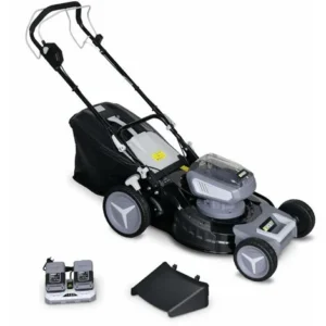 Tondeuse à batterie autotractée VOLTR 36V – 46 cm + 2 batteries 18V 8,0 Ah + double chargeur rapide
